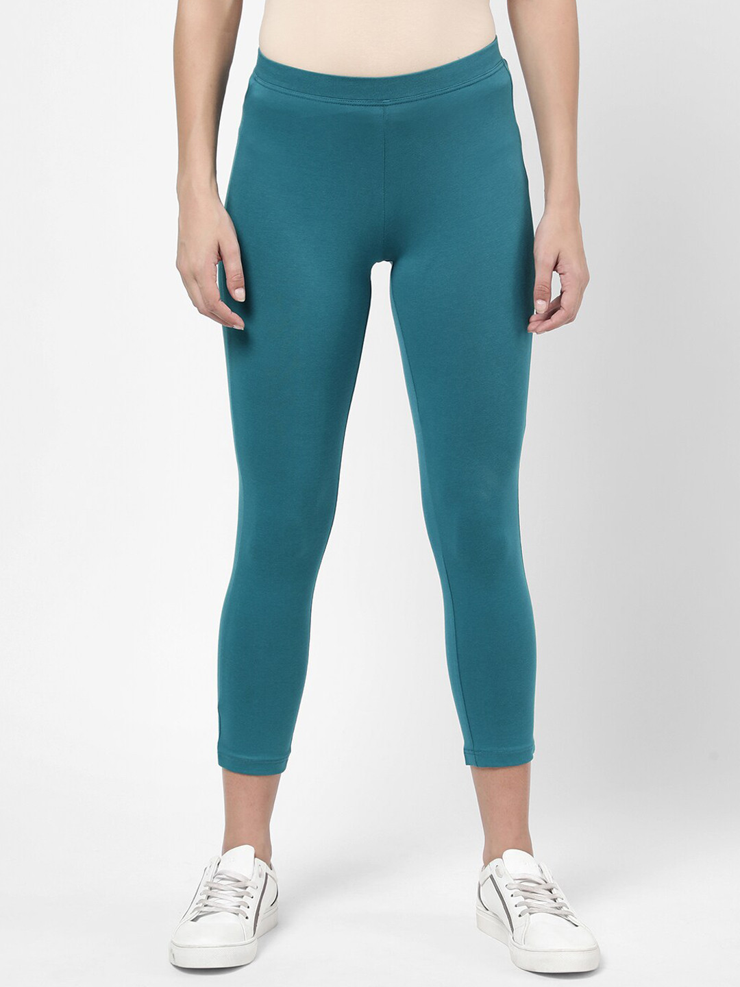 Buy R&B Women Blue Solid Three Fourth Length Sports Wear Leggings