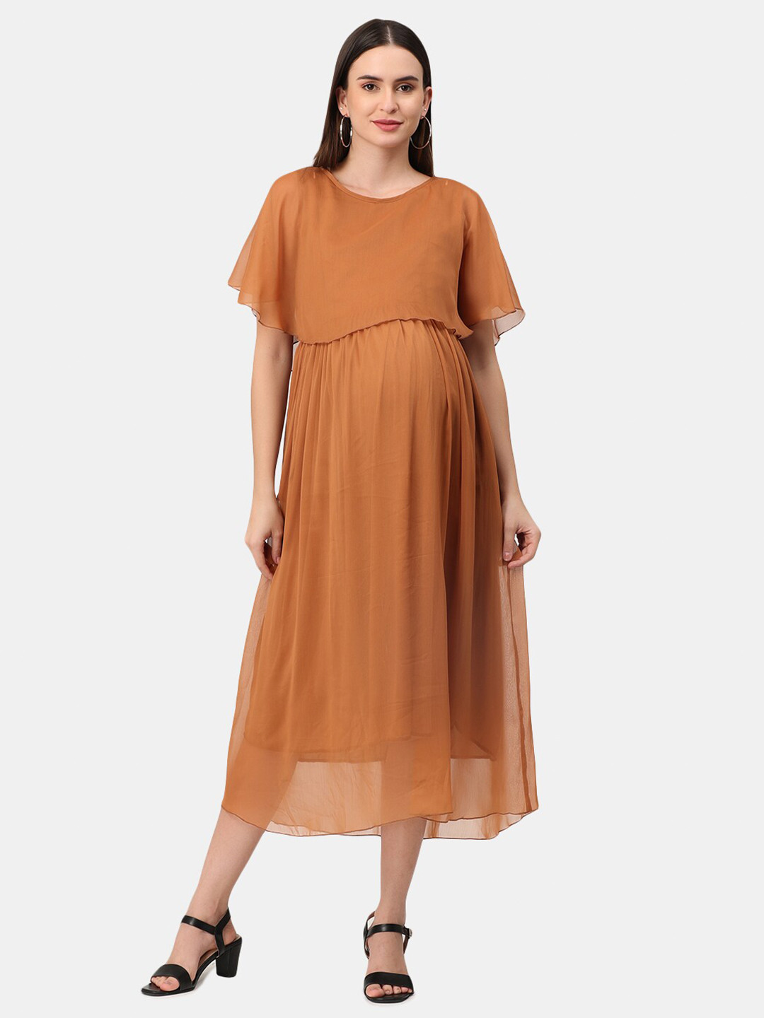 Buy The Mom Store Beige Maternity And Nursing Empire Midi