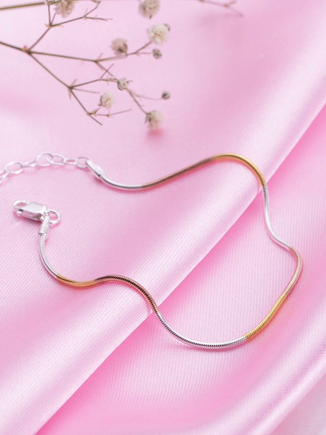 Buy Zavya Women Sterling Silver Rose Gold Plated Link Bracelet