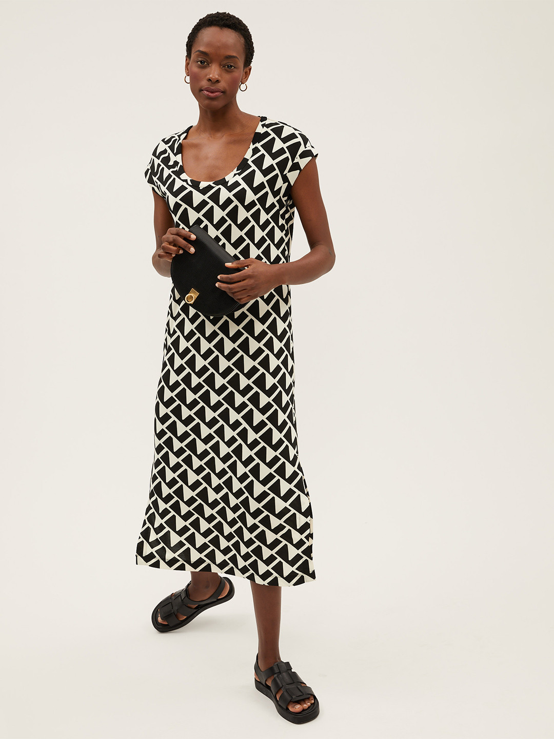Jupe Midi A-ligne Marks & Spencer Taille 10 – Multicolore Géométrique (femme, Excellent état)