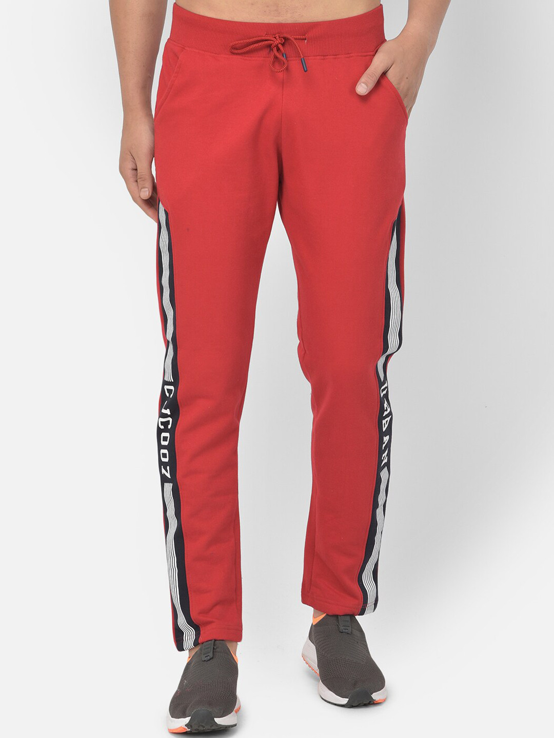 Buy COBB Men Red Solid Cotton Slim Fit Track Pants Track Pants for