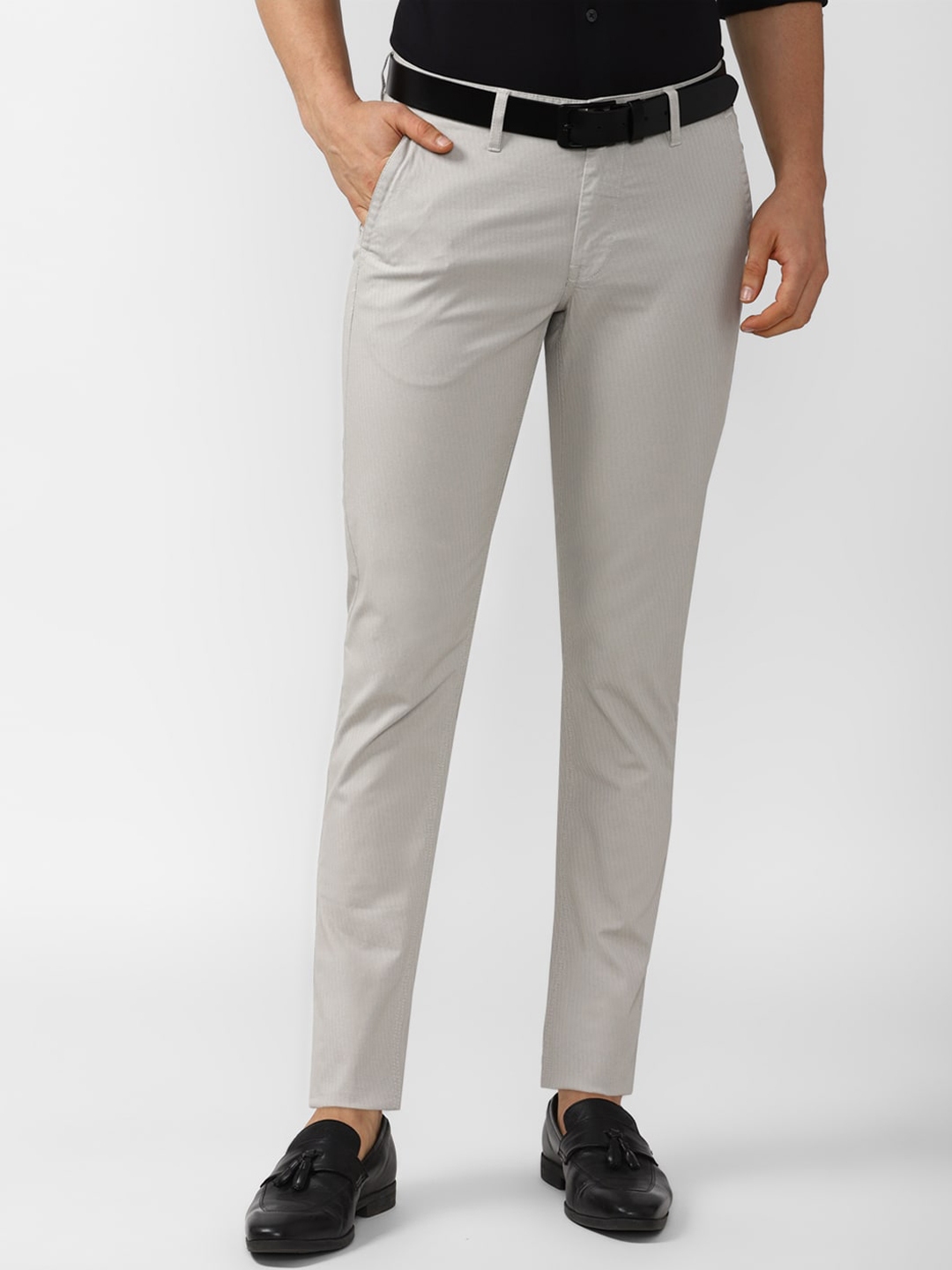 Buy Van Heusen Sport Men Grey Slim Fit Mid Rise Trousers - Trousers for ...