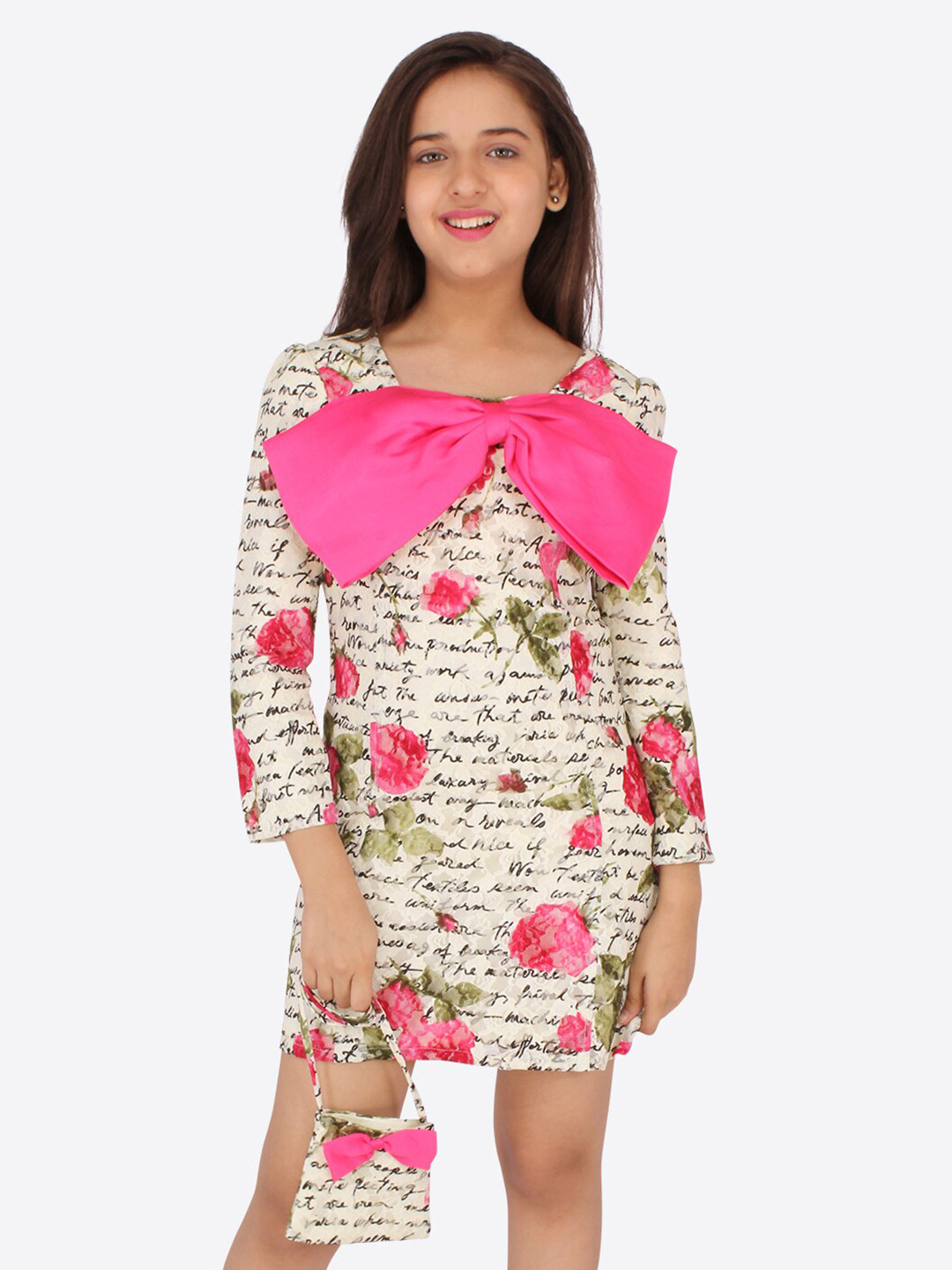 Buy CUTECUMBER Cream Coloured Lace A Line Dress Dresses for Girls