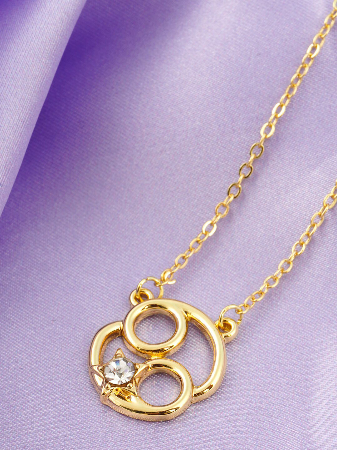 Buy Emmie Gold Toned White Stone Studded Pendant With Link Chain