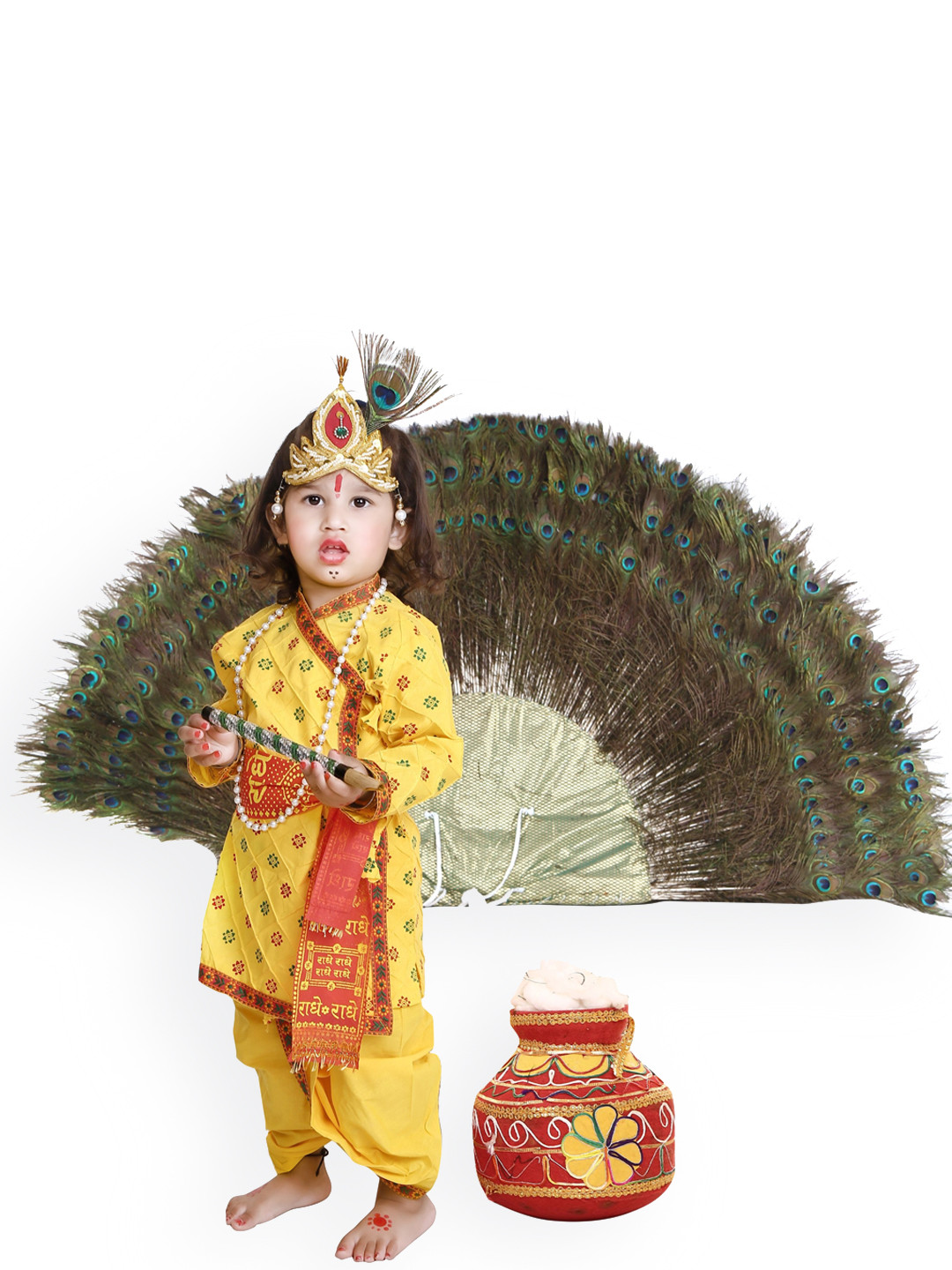 Buy RAJ FANCY DRESSES Unisex Kids Yellow Krishna Traditional Print