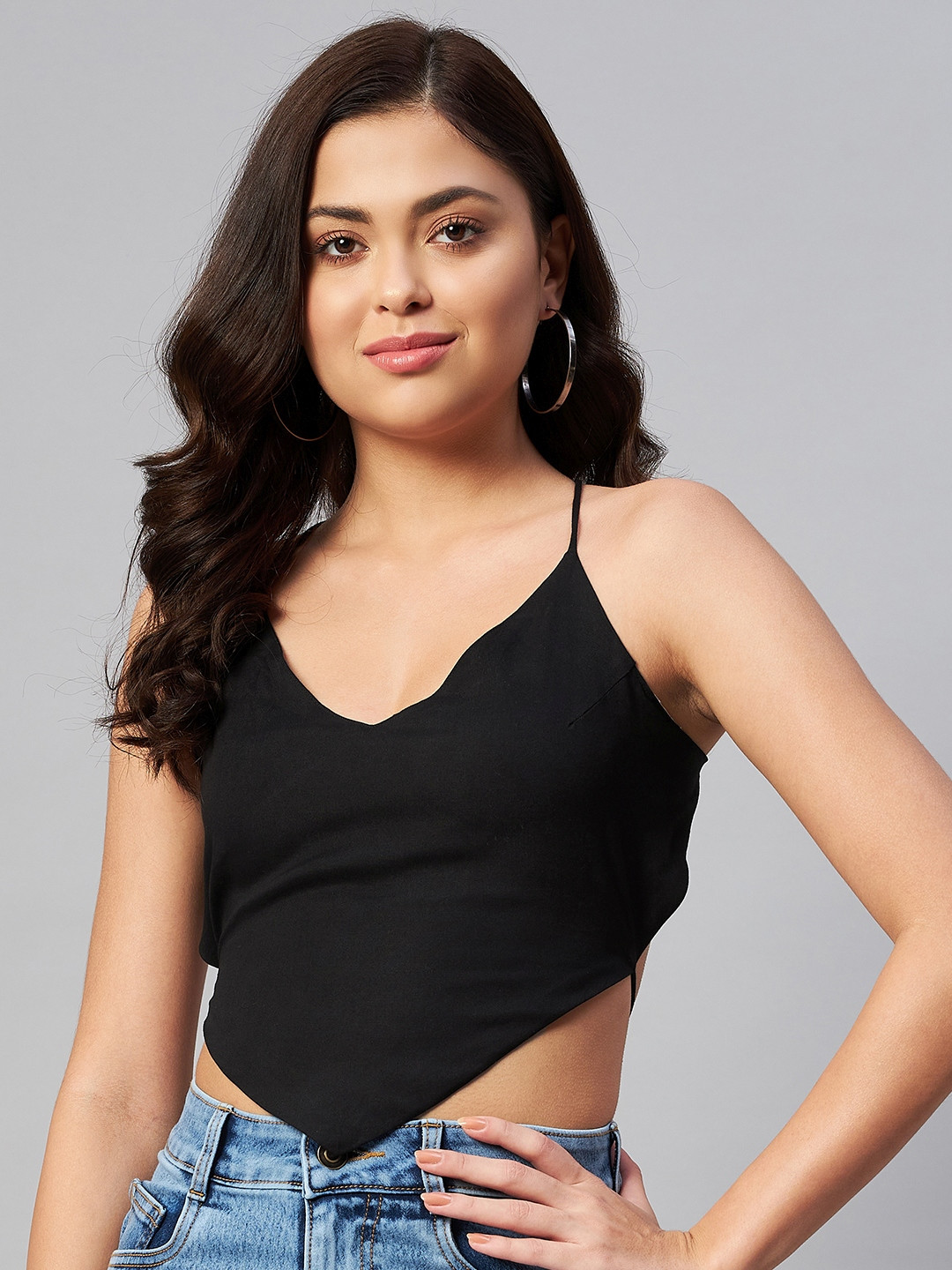 Buy MIRAVAN Black Crop Top With Tie Ups Tops for Women 19296766 Myntra