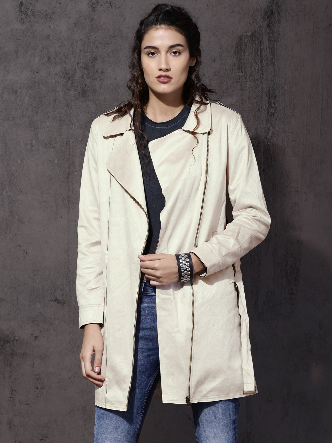 Buy Roadster Women Off White Solid Tailored Jacket Jackets for Women