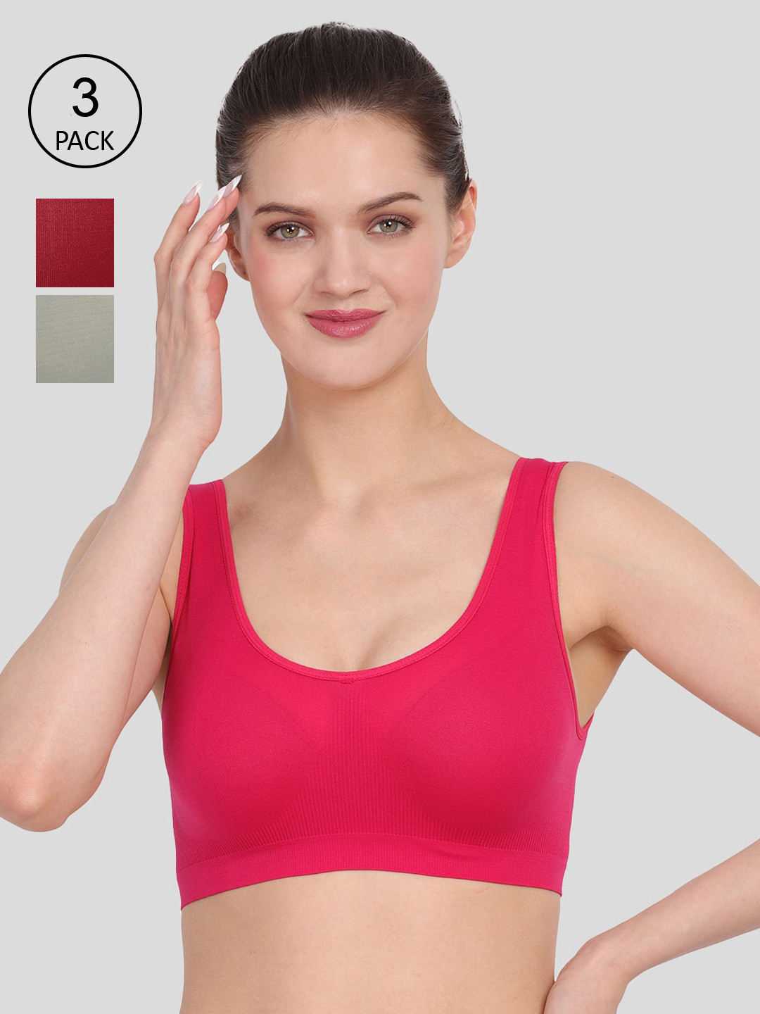 Buy Amour Secret Pack Of 3 Red & Green Non Padded Bra Bra for Women