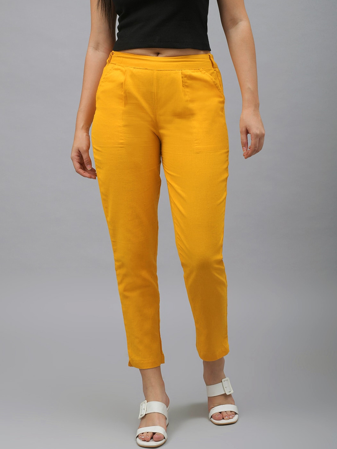 Buy Me Craft Women Yellow Easy Wash Trousers - Trousers for Women