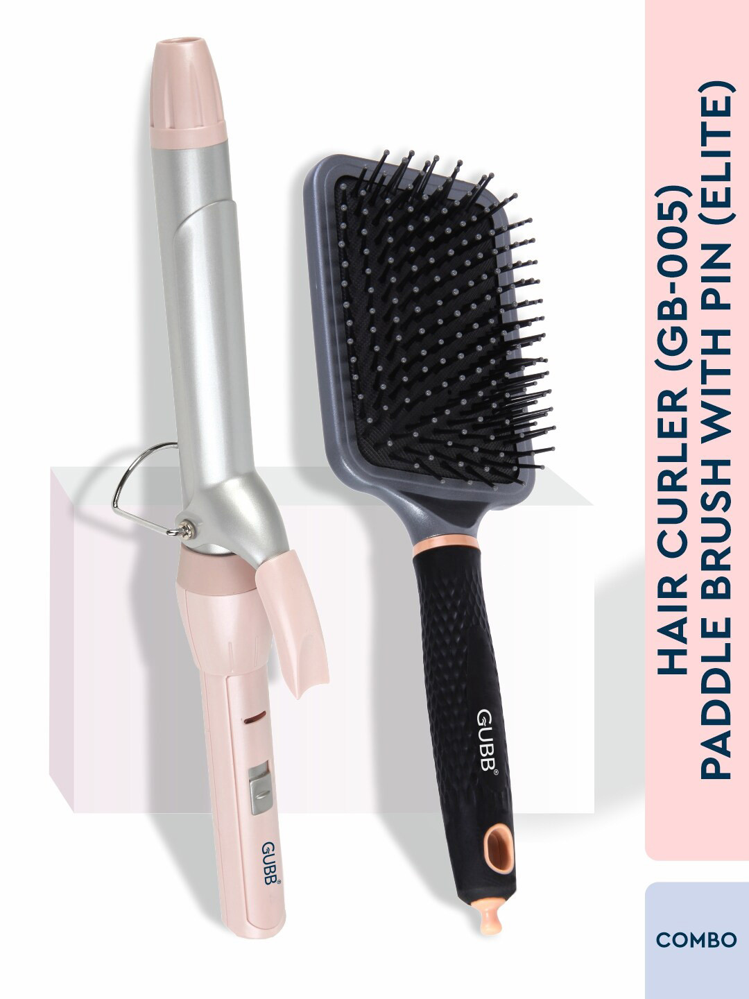 Buy GUBB Peach & Black Hair Curler & Paddle Hair Brush Straighteners