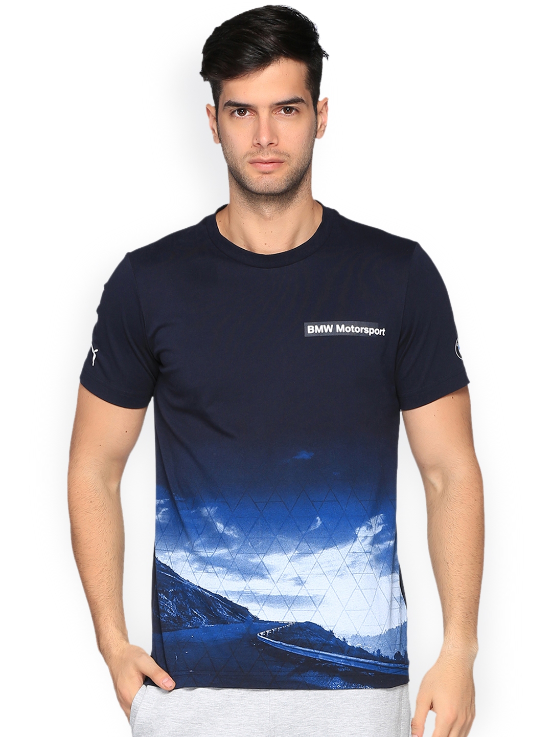 Buy Puma Men Blue Printed Round Neck Bmw Msp Race T Shirt