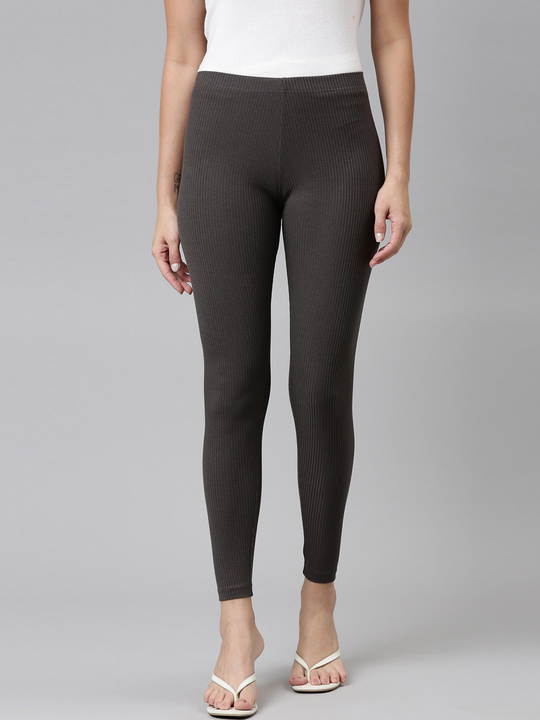 Buy Go Colors Women Grey Solid Slim Fit Ankle Length Leggings