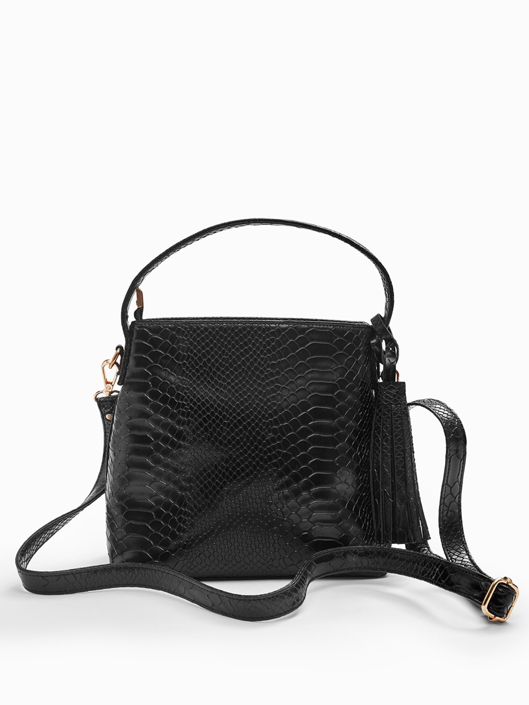 Buy The Label Life Black Textured Leather Structured Textured Top