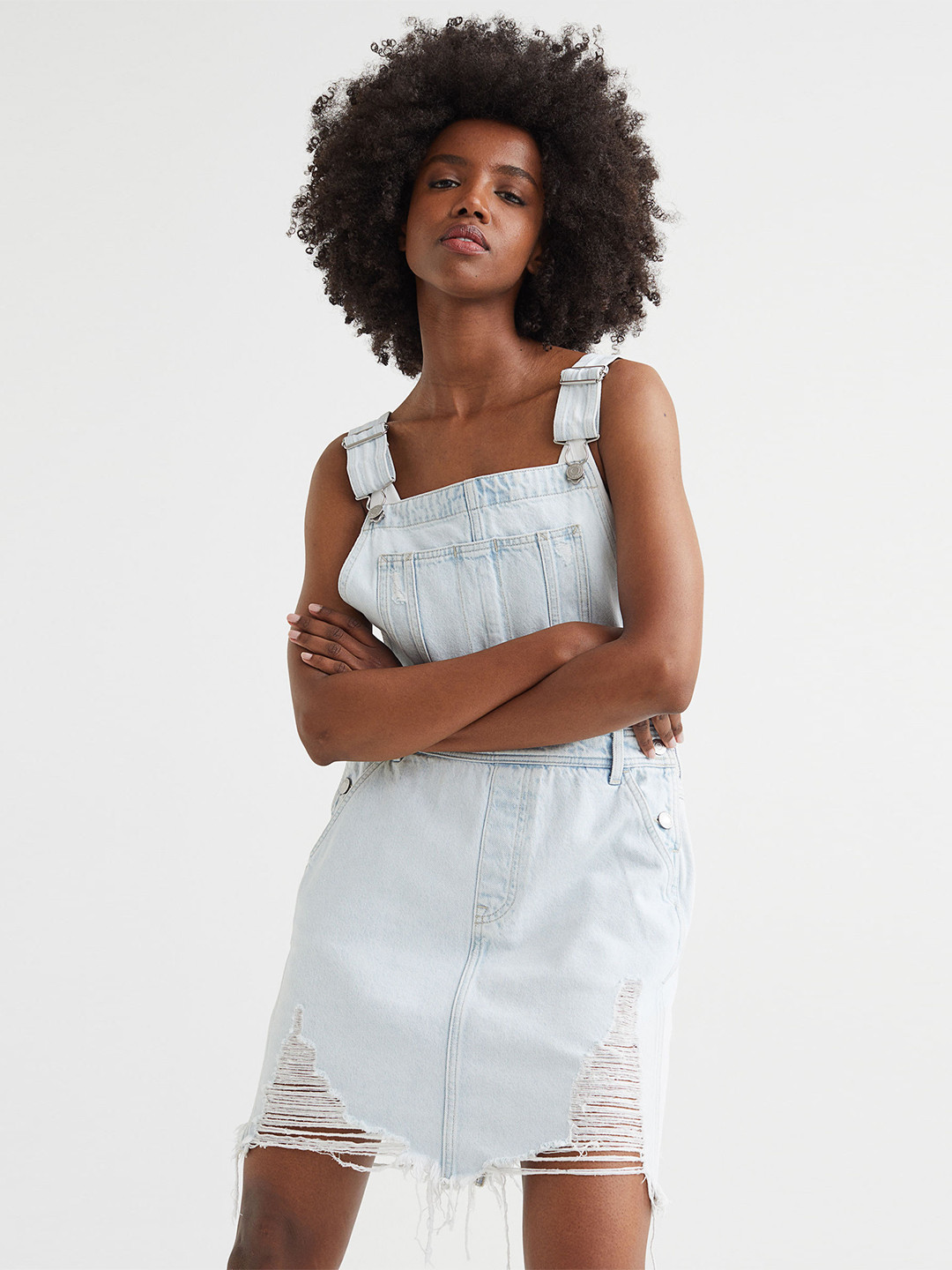 Buy H&M Women Blue Denim Dungaree Dress Dresses for Women 19307174