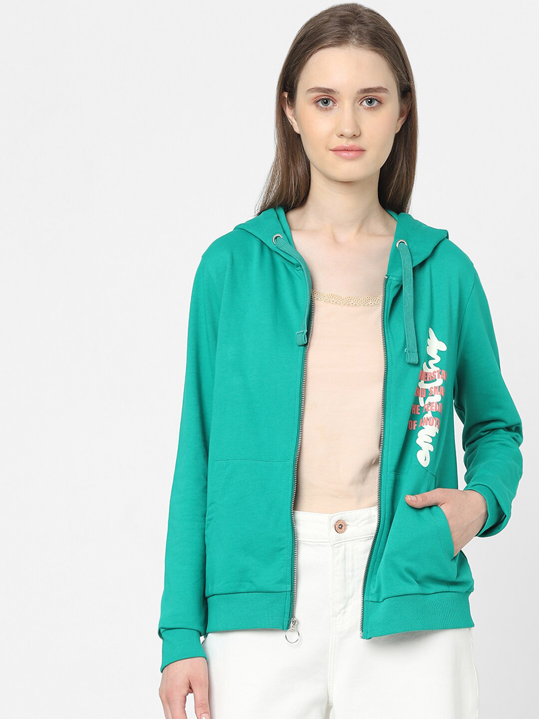 Buy Vero Moda Women Green Hooded Sweatshirt Sweatshirts for Women