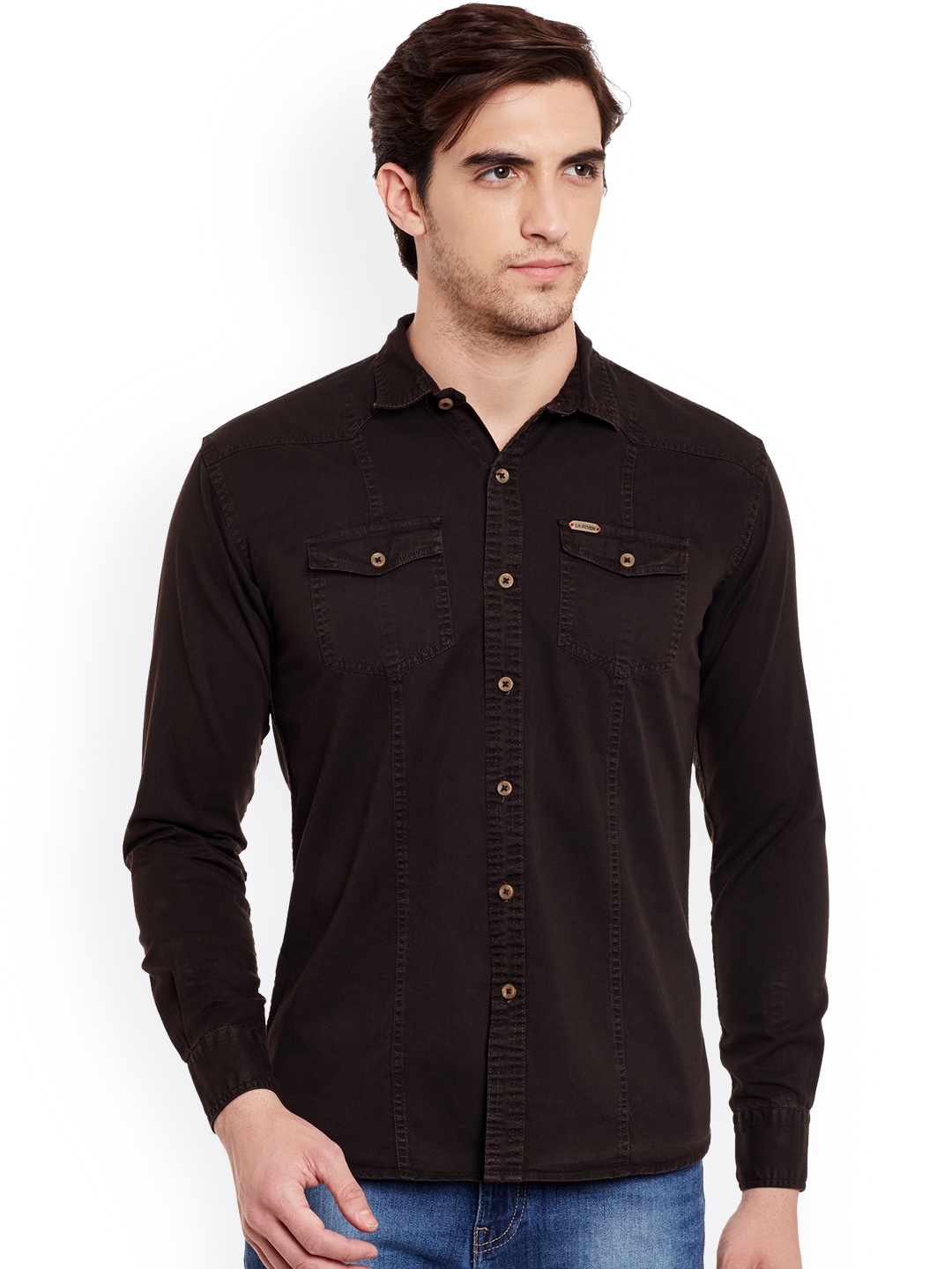 Buy L.A. SEVEN Men Coffee Brown Slim Fit Solid Casual Shirt - Shirts ...