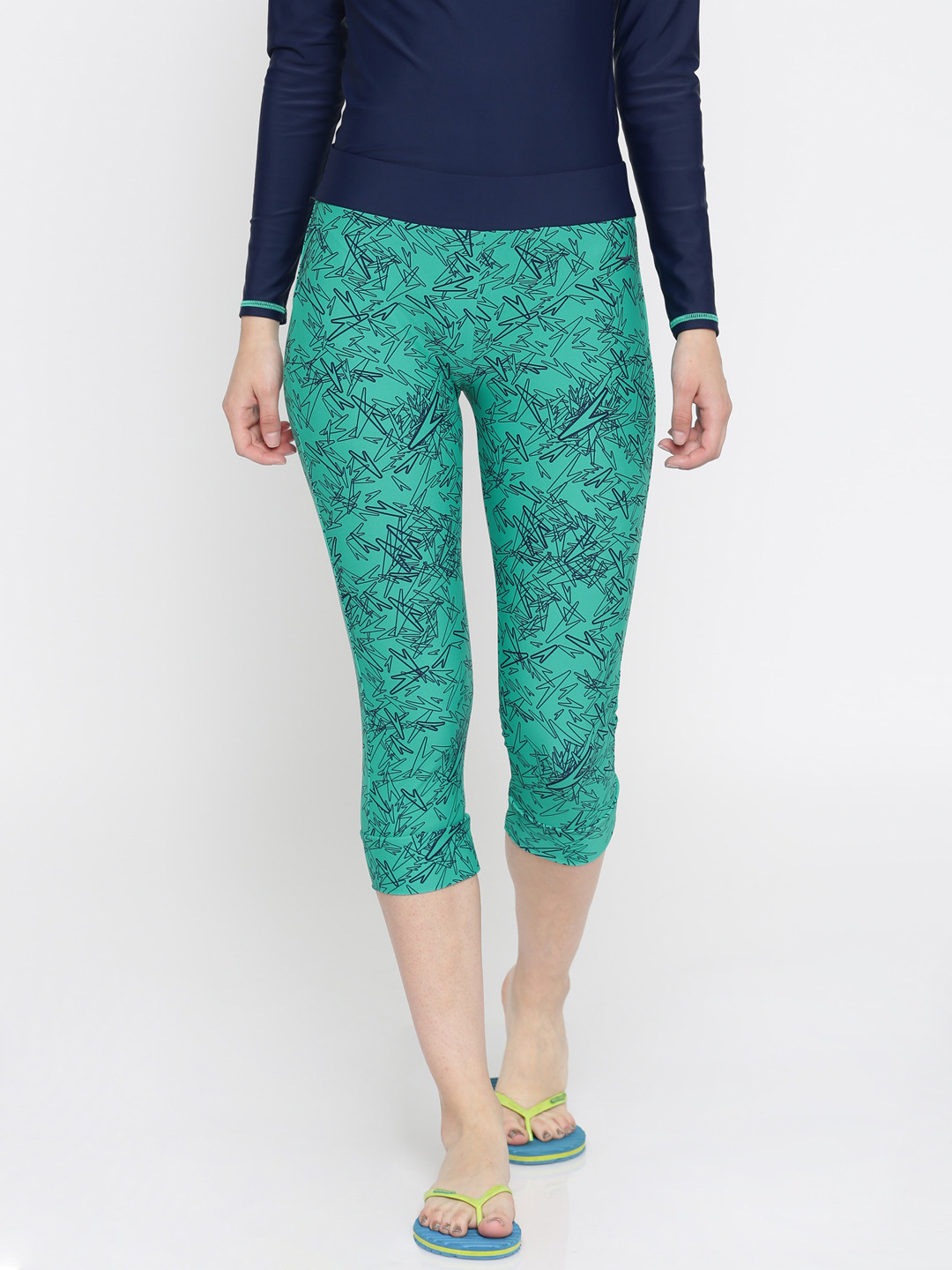 Buy Speedo Sea Green & Navy Printed Swim Capris 8PSF04B353 Swim