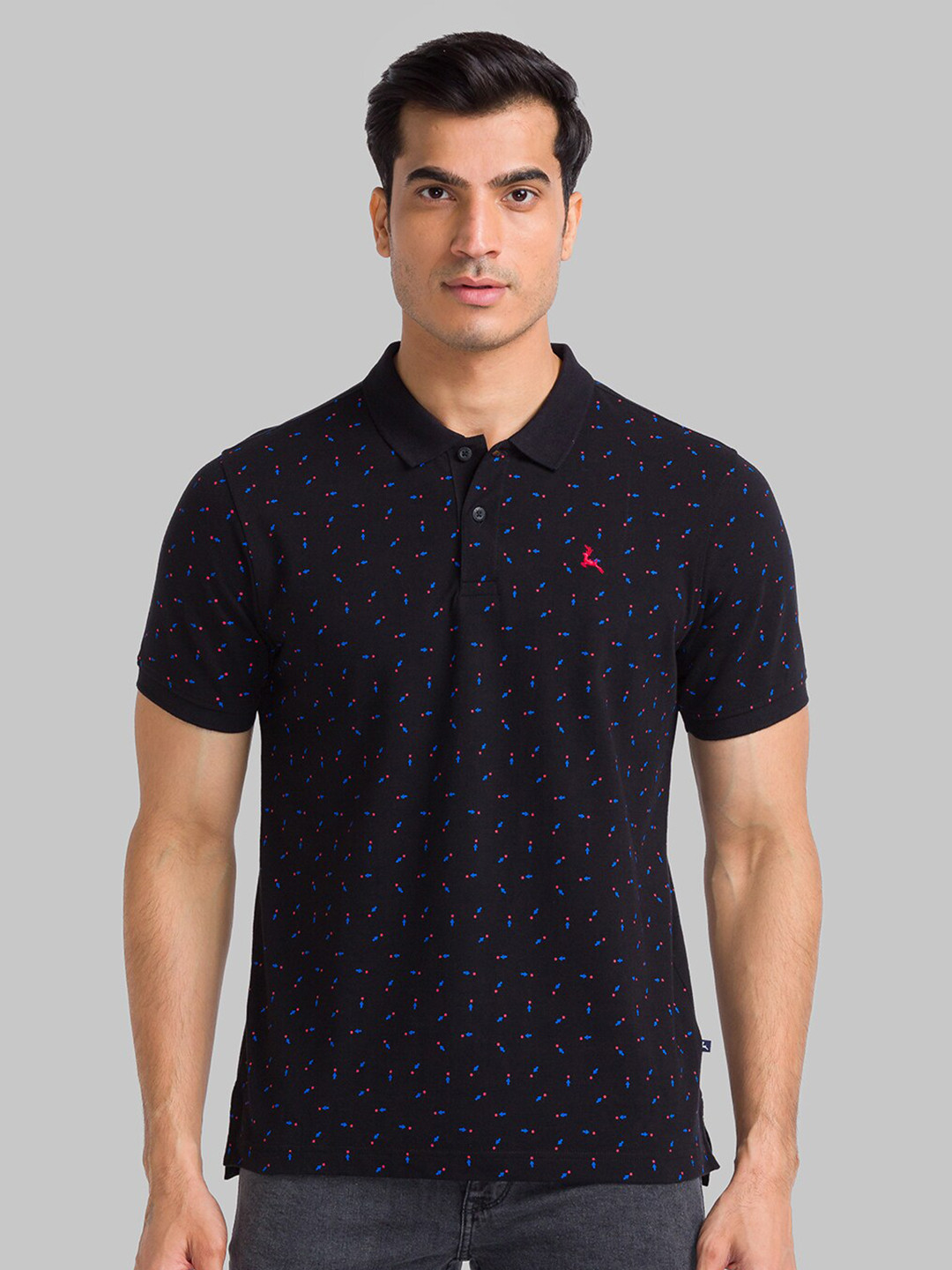 Buy Parx Men Black Polo Collar Applique T Shirt - Tshirts for Men ...