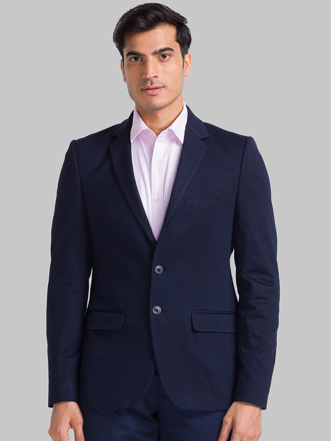 Men's Purple Solid Single-Breasted Blazer
