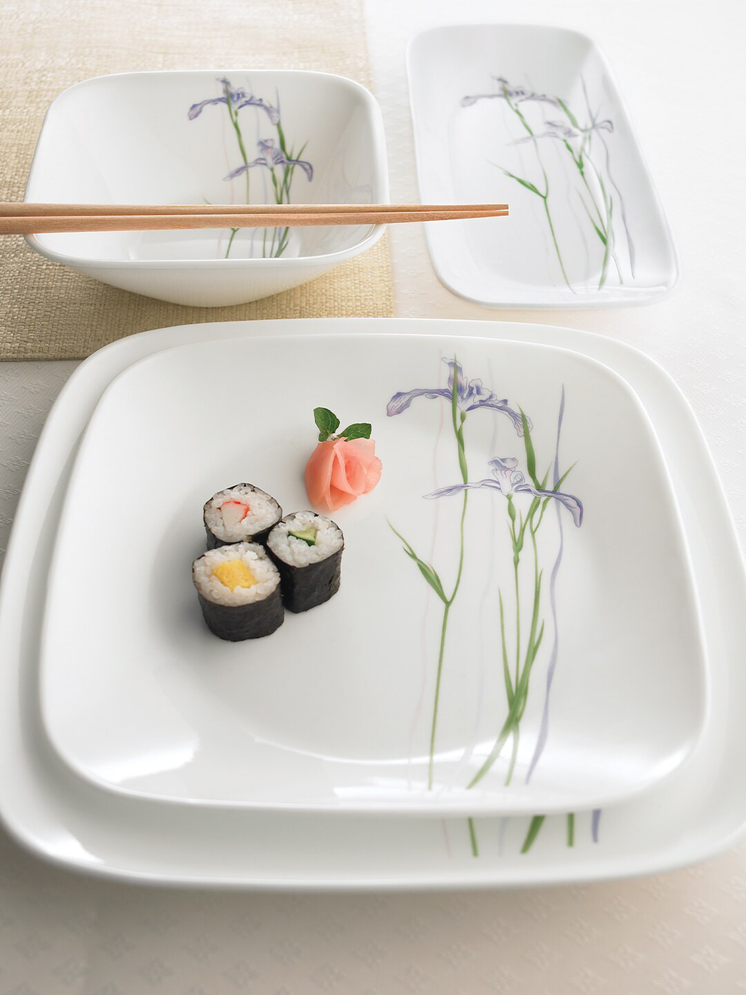 Buy Corelle White 21 Pieces Microwave Safe Printed Glossy Vitrelle