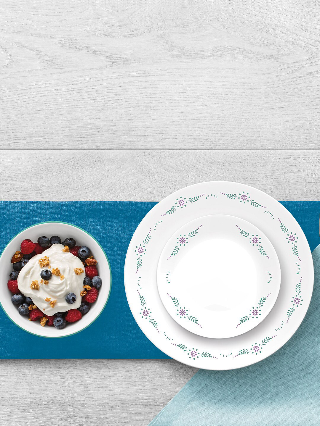 Buy Corelle White 21 Pieces Dishwasher & Microwave Safe Printed