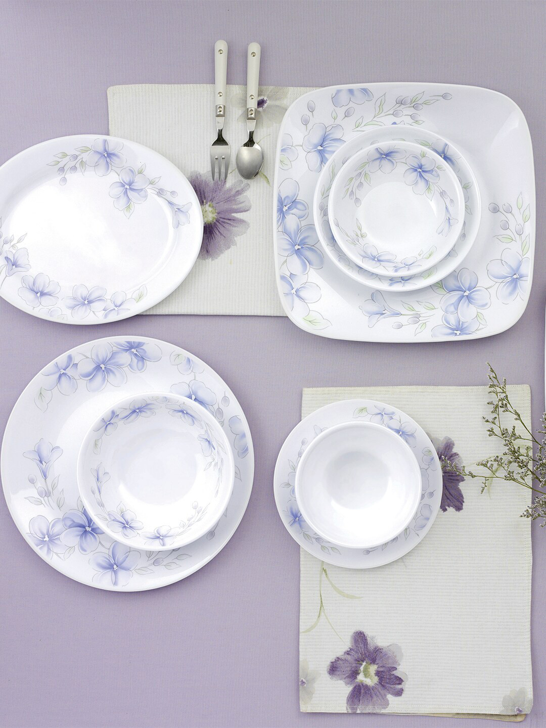 Buy Corelle White 21 Pieces Dishwasher & Microwave Safe Printed