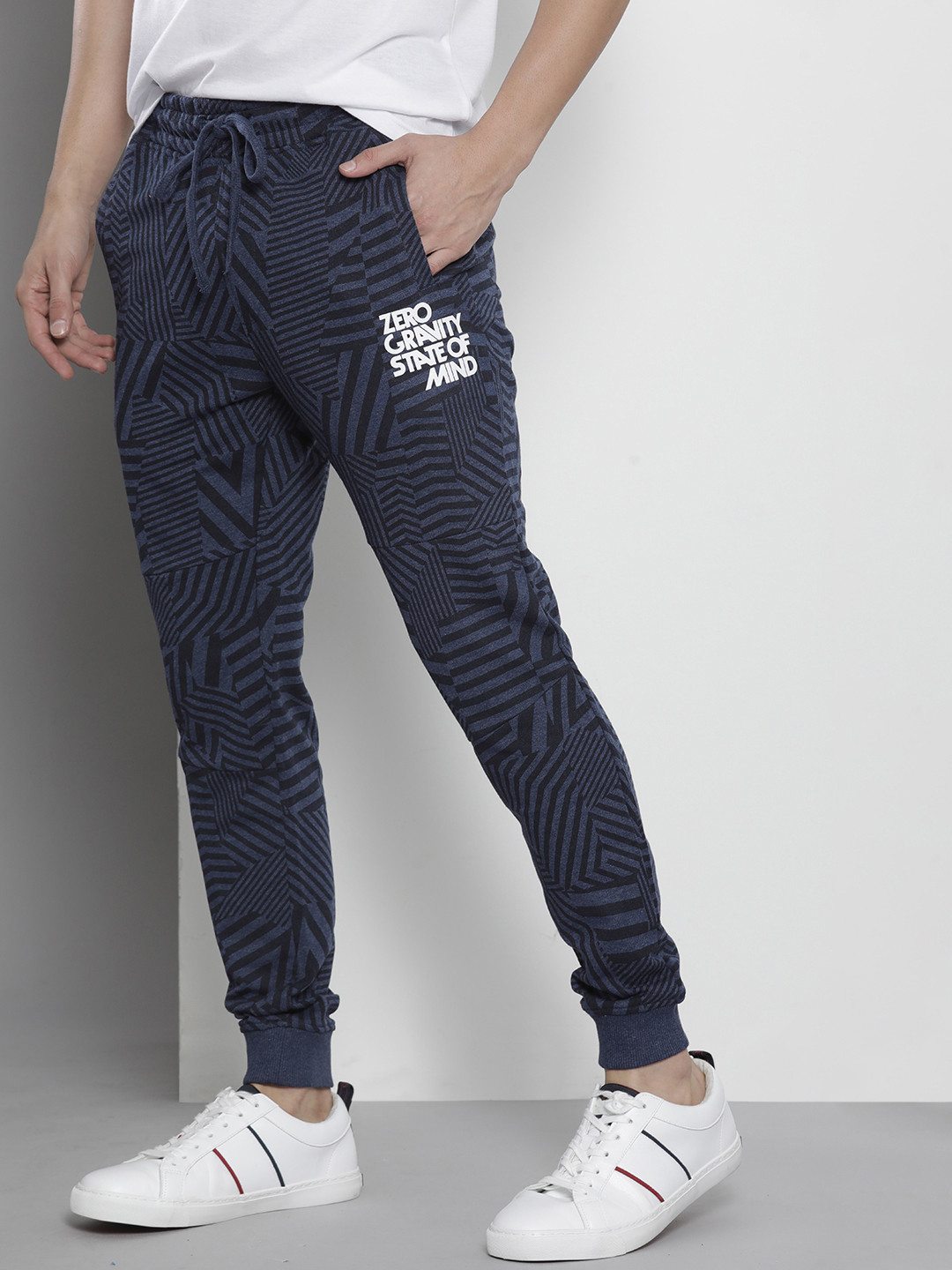 Buy The Indian Garage Co Men Navy Blue Typography Printed Joggers