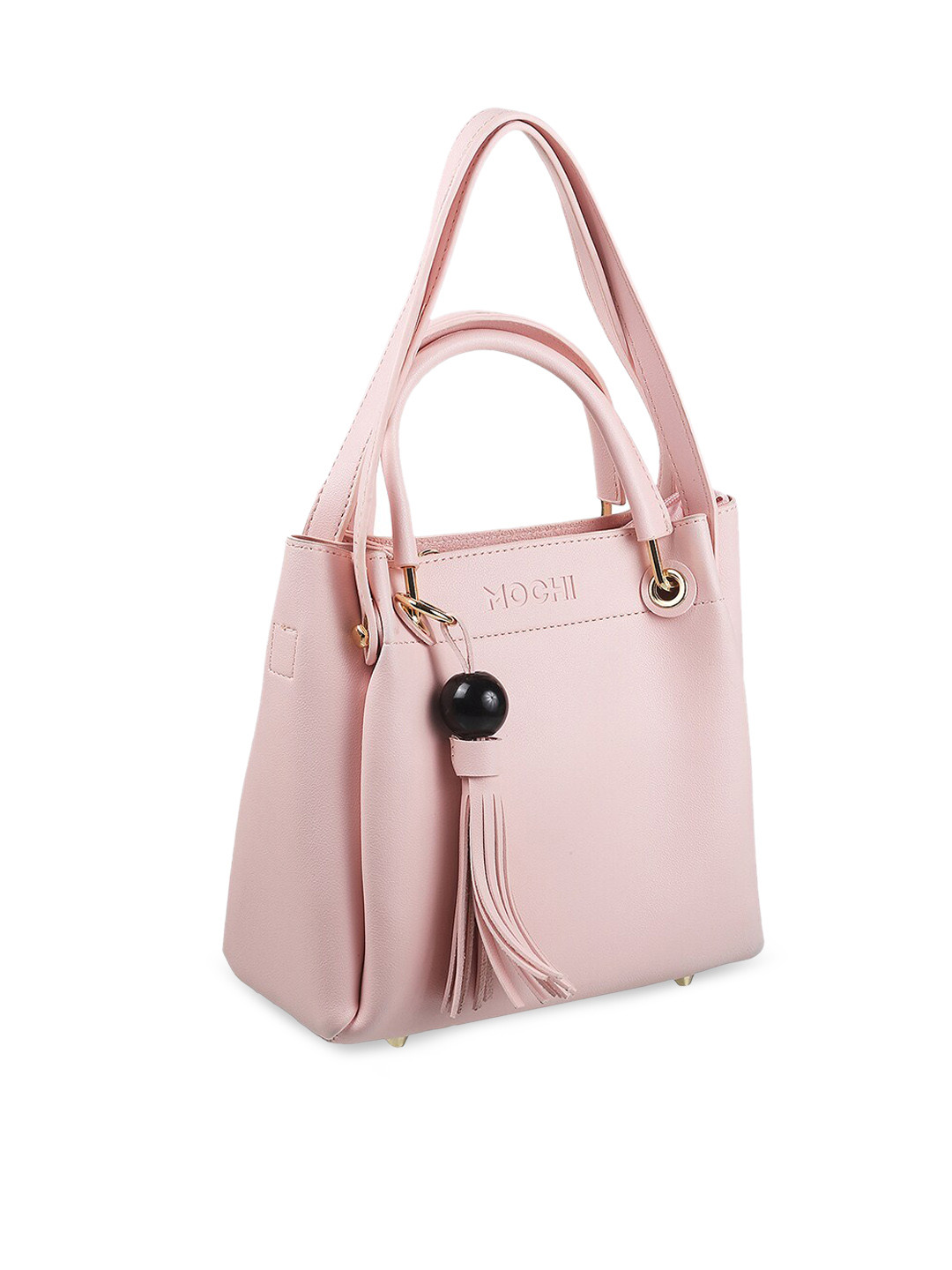 Buy Mochi Pink Bucket Handheld Bag With Tasselled Handbags for Women