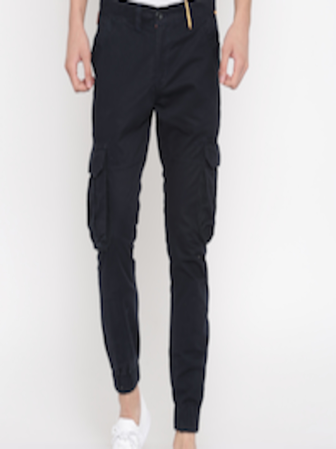 Buy Sports52 Wear Men Navy Comfort Regular Fit Solid Cargos - Trousers ...