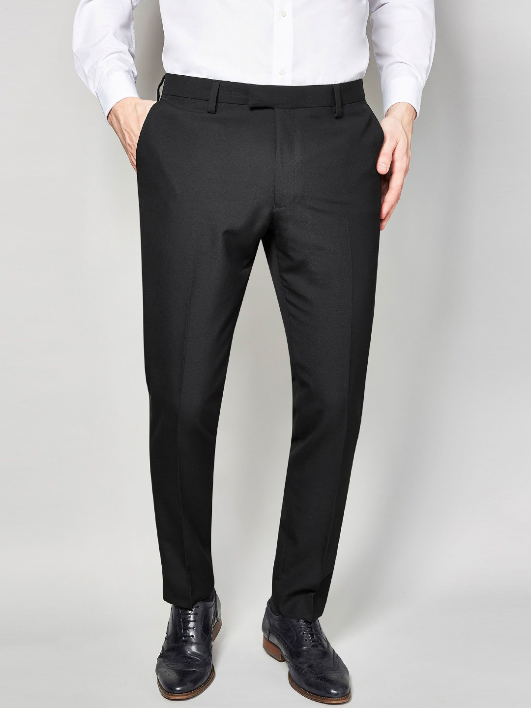 Buy NEXT Men Black Tapered Fit Solid Formal Trousers Trousers for Men