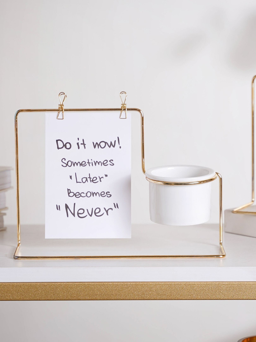 Buy Nestasia Gold Toned & White Solid Decorative Metal Stand Porcelain Planters Planters for