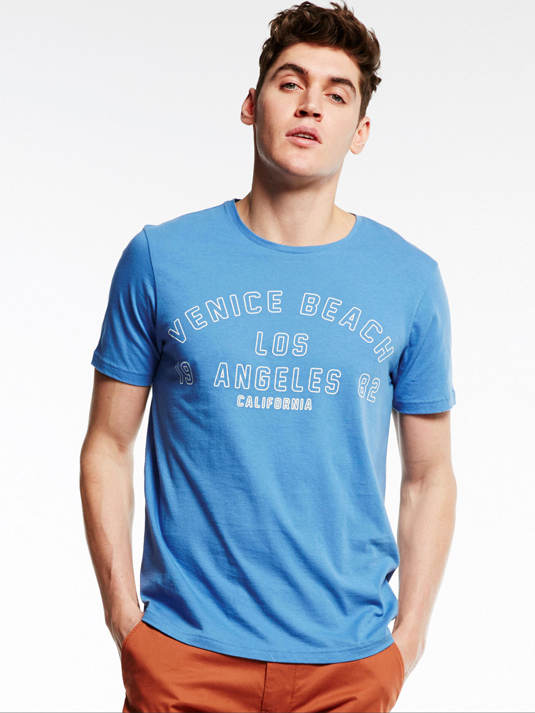 Buy Next Men Blue Printed Round Neck T Shirt Tshirts for Men 1933118