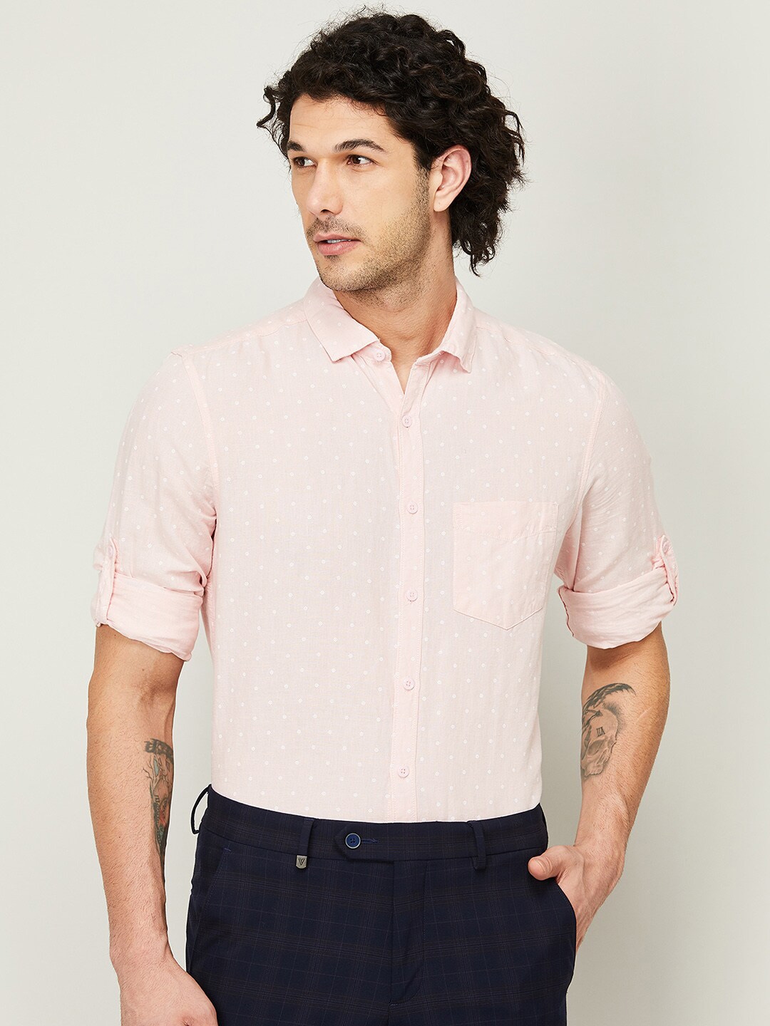 Buy CODE By Lifestyle Men Pink Printed Casual Shirt - Shirts for Men ...