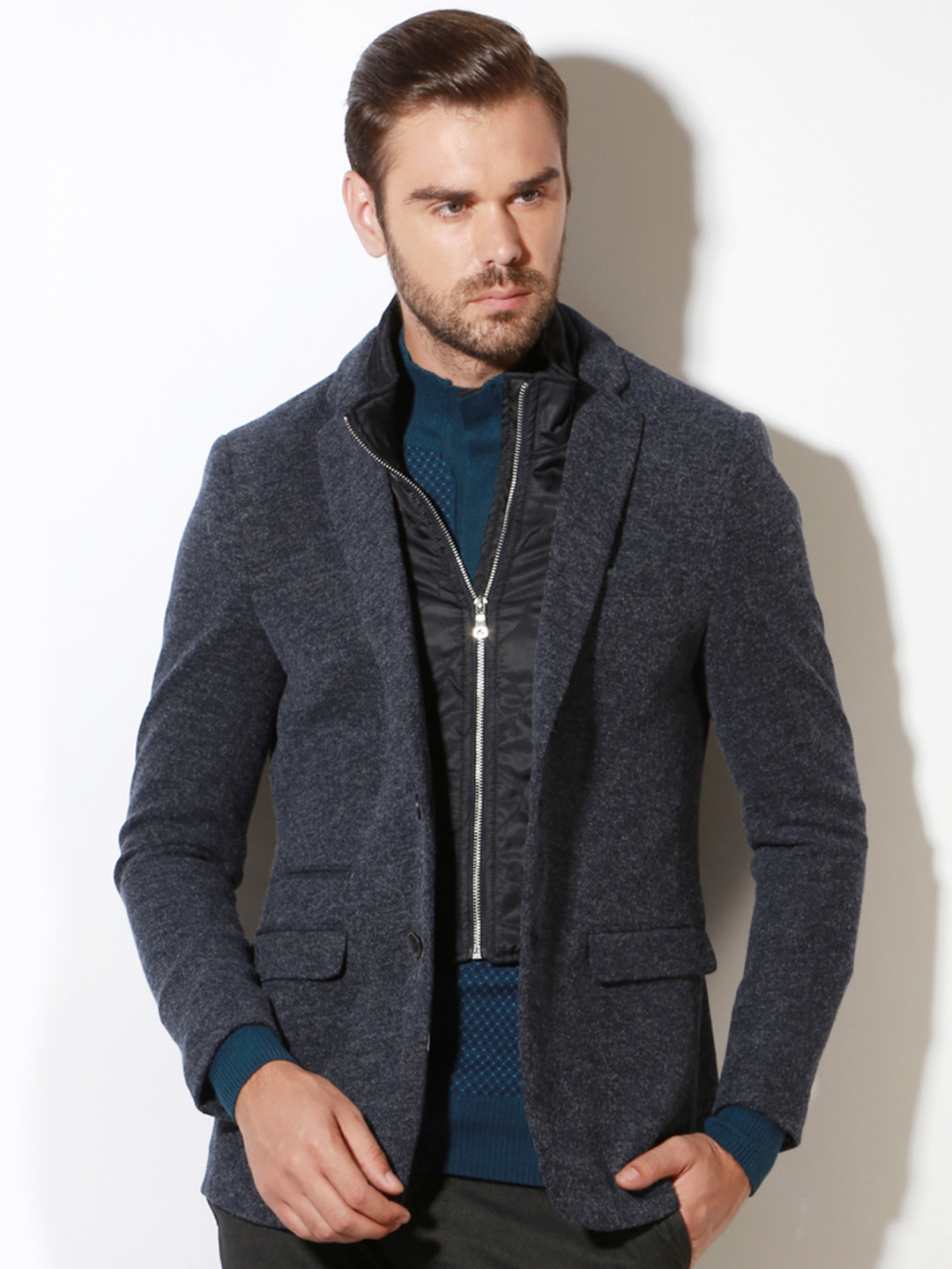 Buy Van Heusen Sport Blue Single Breasted Casual Blazer  