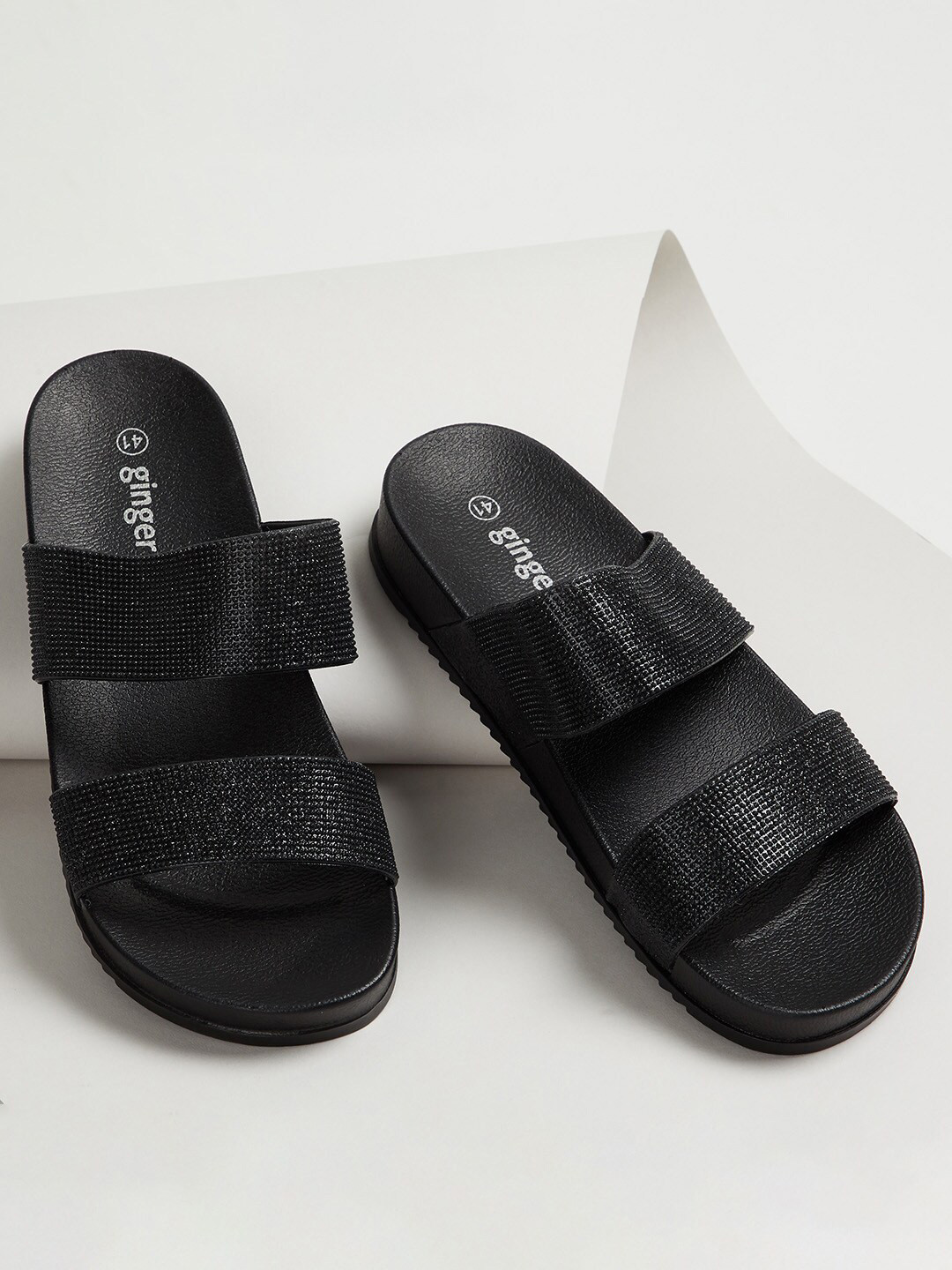 Buy Ginger By Lifestyle Women Black Slider Flip Flops Flip Flops for Women 19332652 Myntra