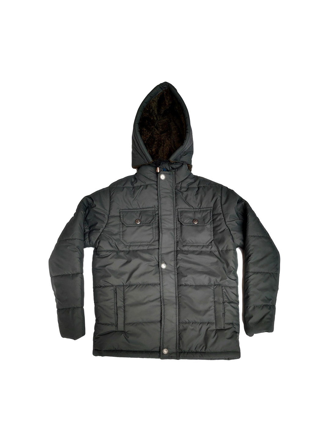 Girls Olive Snap Button Quilted Jacket
