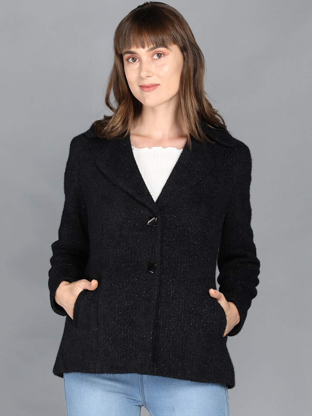 Buy LEBORK Women Black Solid Winter Over Coats Coats for Women