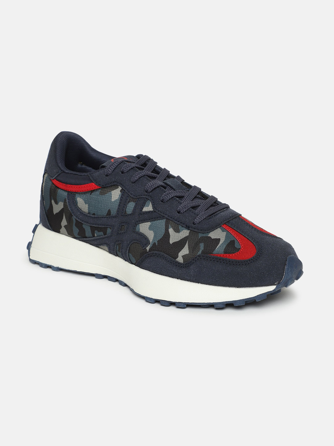 Buy United Colors Of Men Navy Blue Printed Suede Sneakers