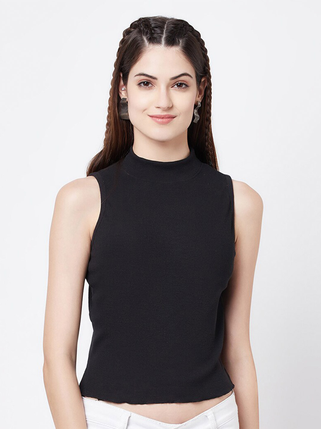 Buy ELEGANCE Women Black High Neck T Shirt Tshirts for Women 19346102