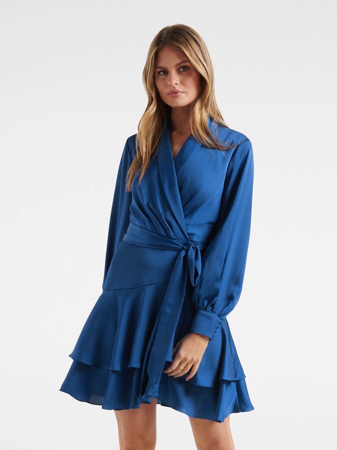 Buy Forever New Blue Satin Mini Dress - Dresses for Women 19347404 | Myntra