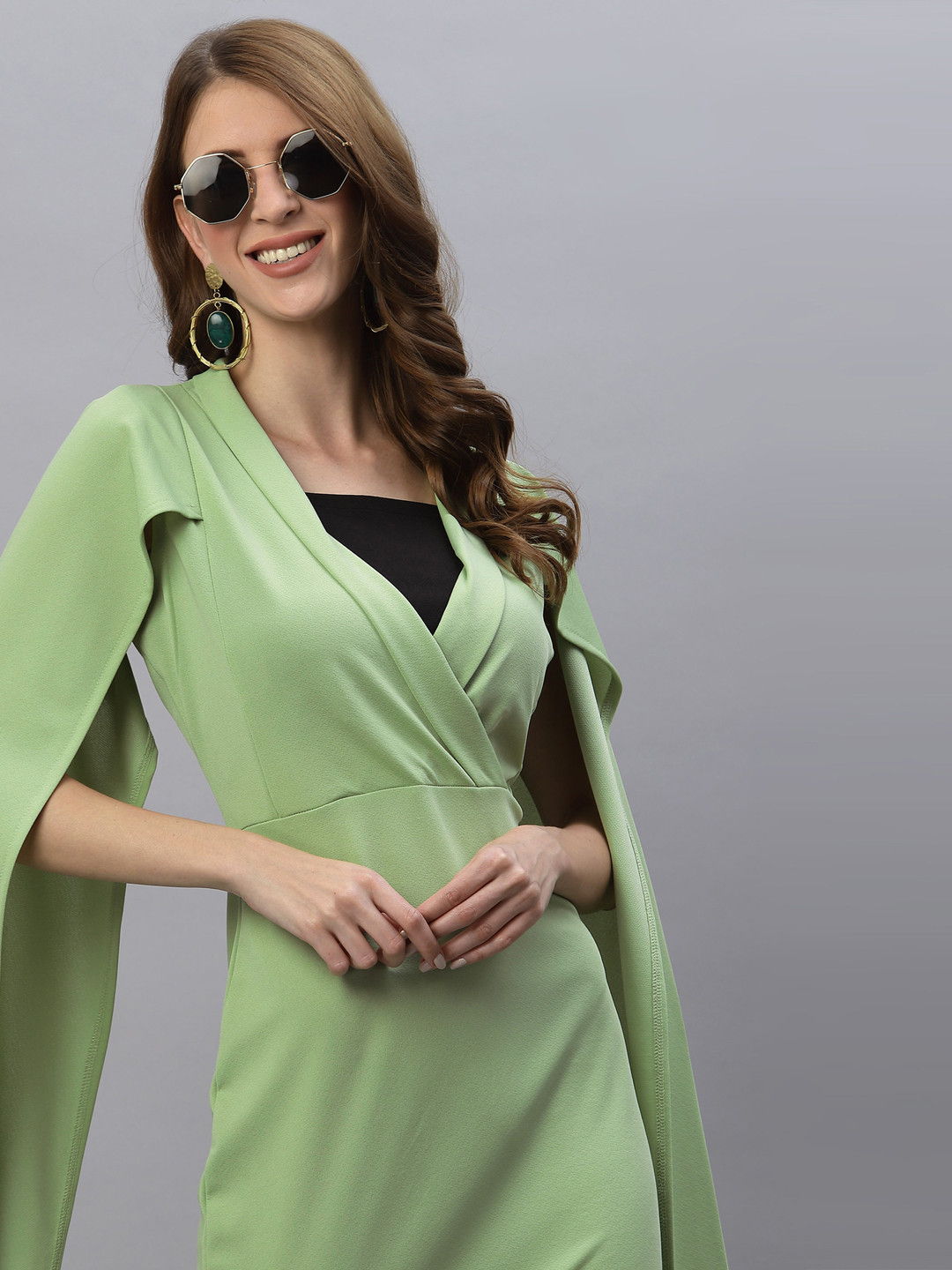 Buy Selvia Women Green Solid Scuba Midi Dress Dresses for Women