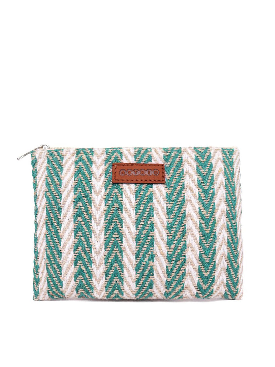 Buy ASTRID Women Green Striped Cotton Travel/Makeup Pouch Organisers