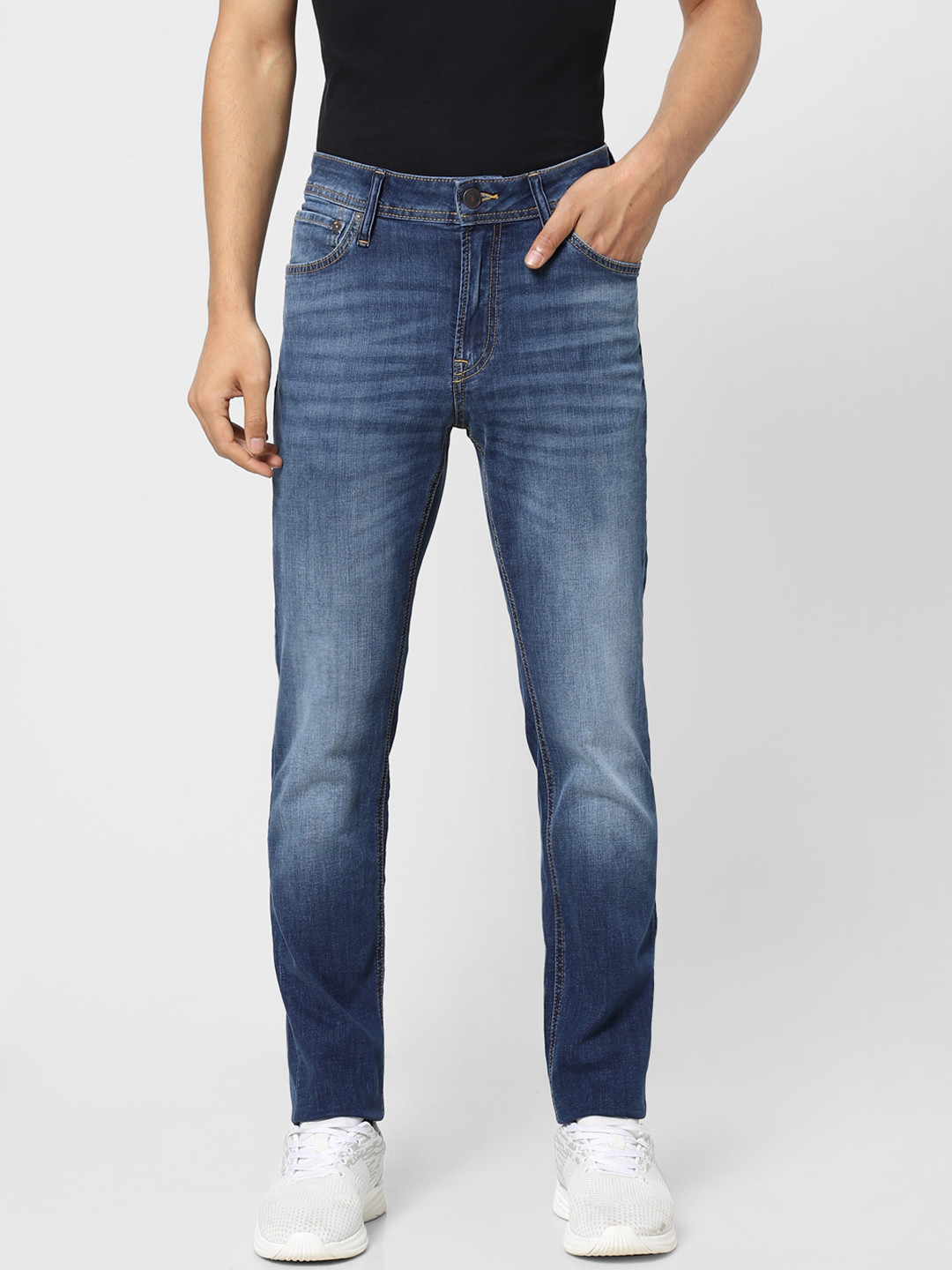 Buy Jack & Jones Men Blue Ben Skinny Fit Low Rise Heavy Fade