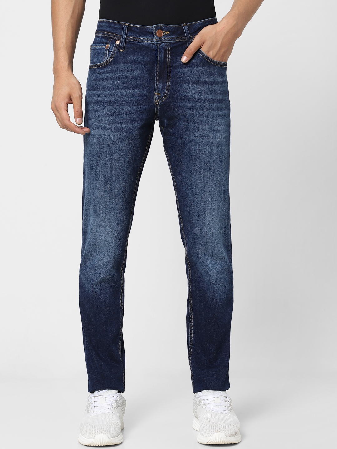 Buy Jack & Jones Men Blue Tim Slim Fit Low Rise Light Fade Stretchable ...