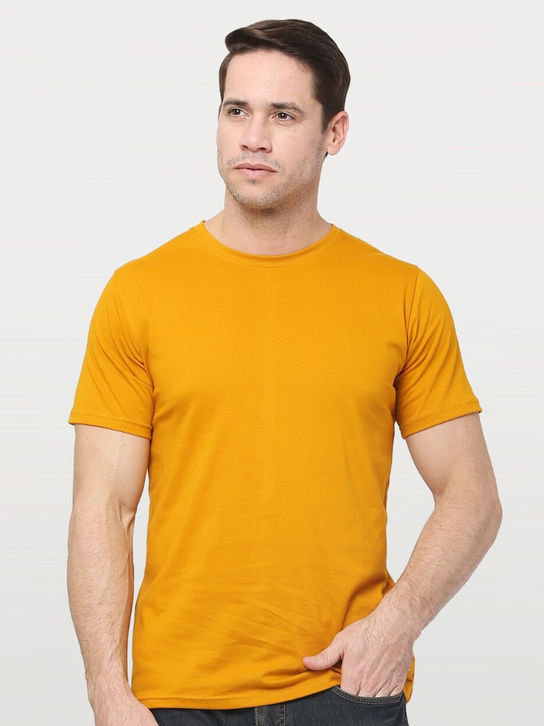 Buy The Label Bar Men Mustard Yellow T Shirt Tshirts for Men 19350346