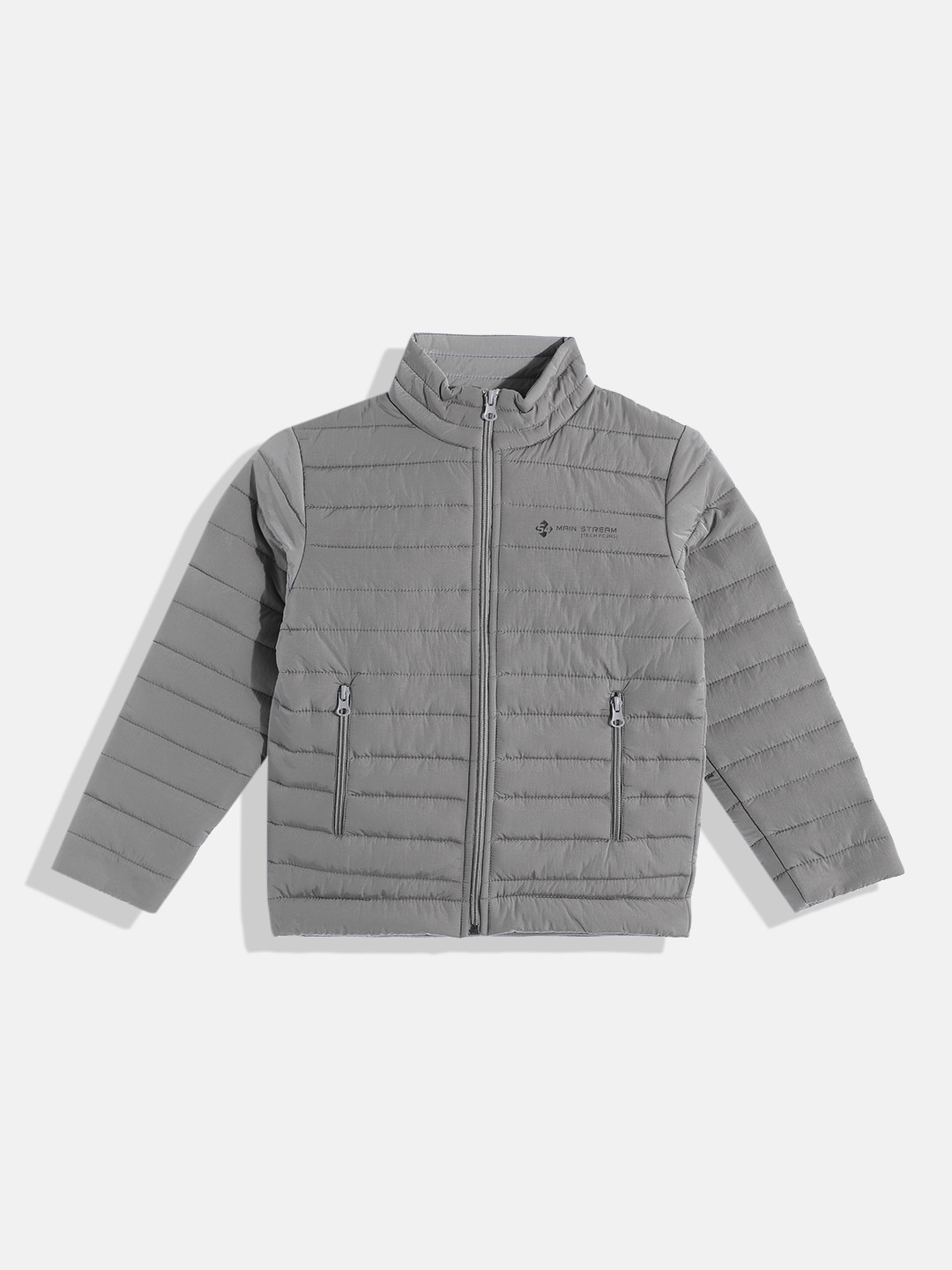 Buy Fort Collins Boys Grey Solid Mock Collar Padded Jacket Jackets