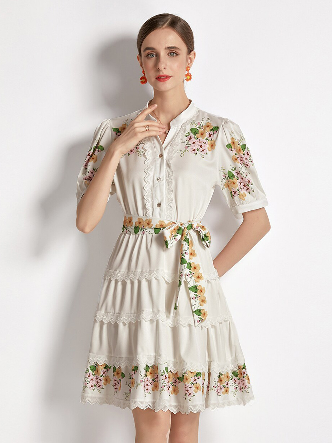 Buy JC Collection OffWhite &Yellow Floral Shirt Dress Dresses for