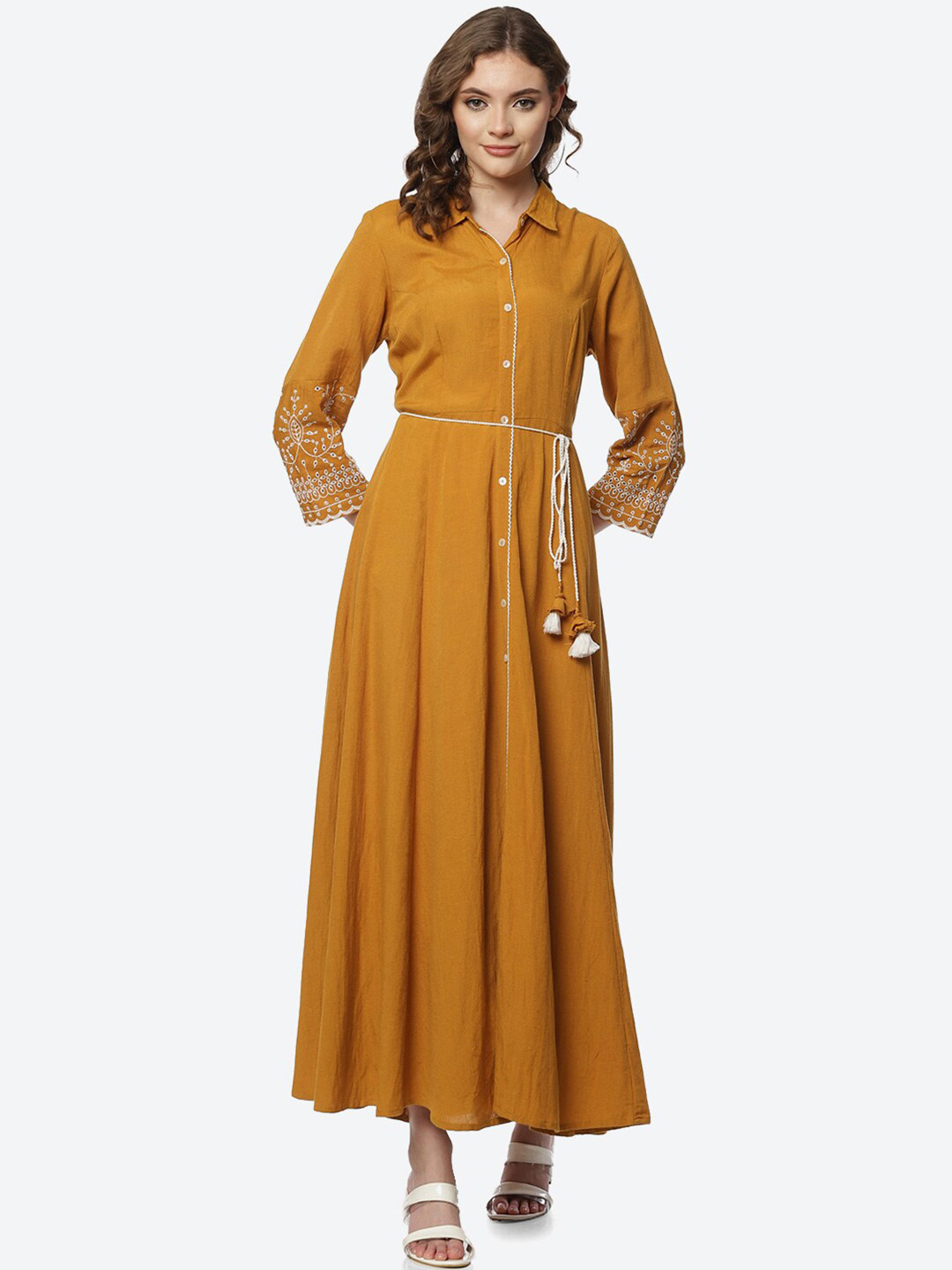 Buy Rangriti Mustard Yellow Maxi Dress Dresses for Women 19353406