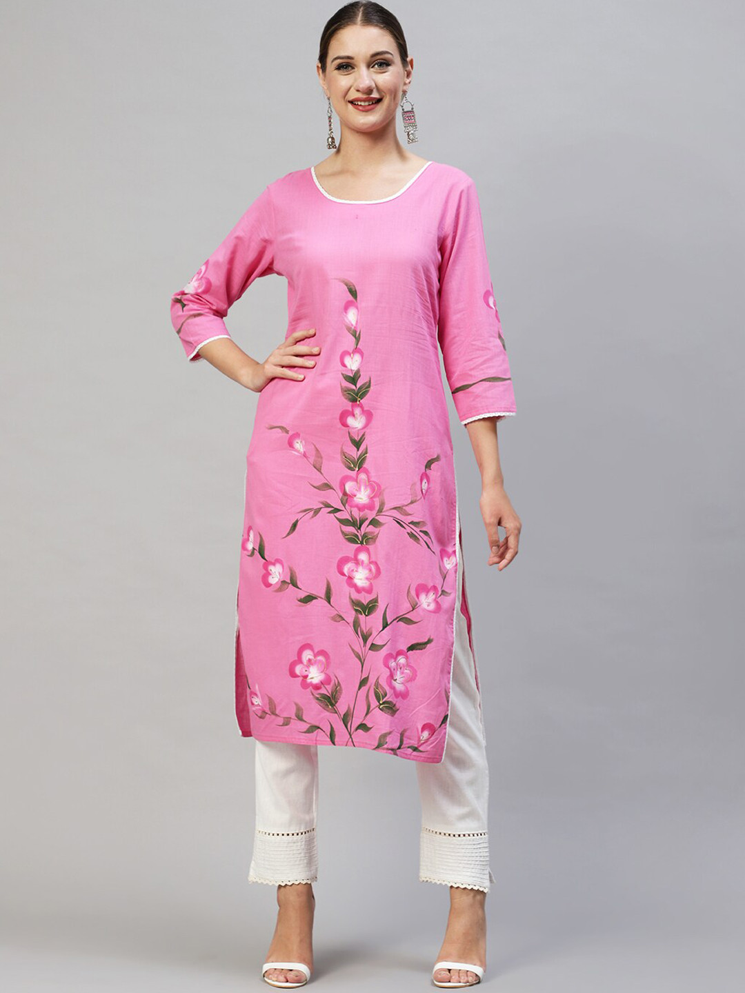 Pink Floral Printed kurta