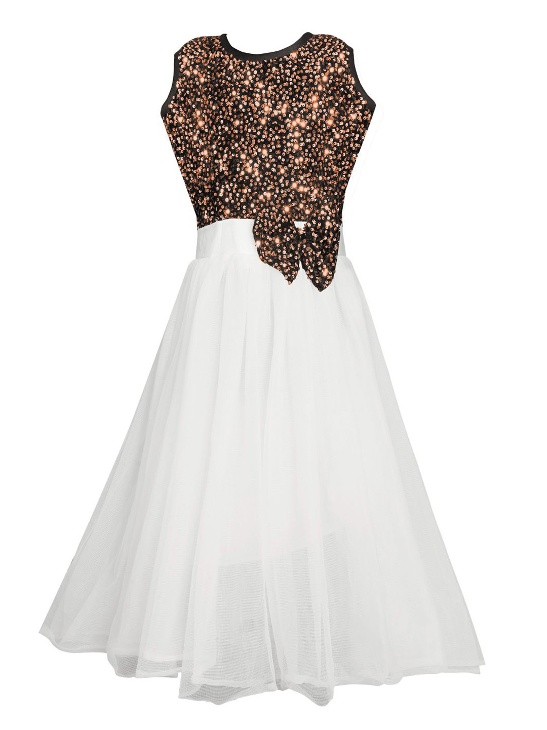 Buy White Girl World Gold Toned L Net Dress Dresses for Girls